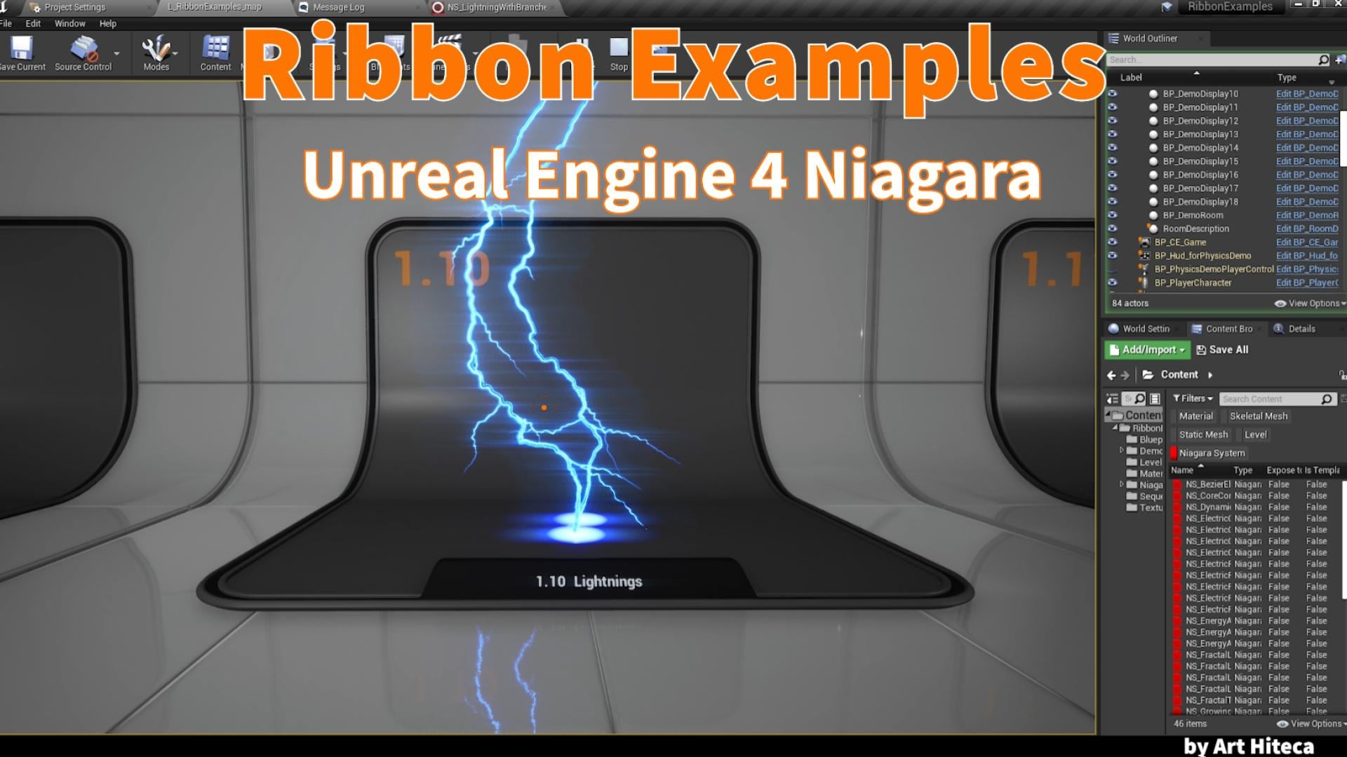 Niagara Ribbon examples in Visual Effects UE Marketplace